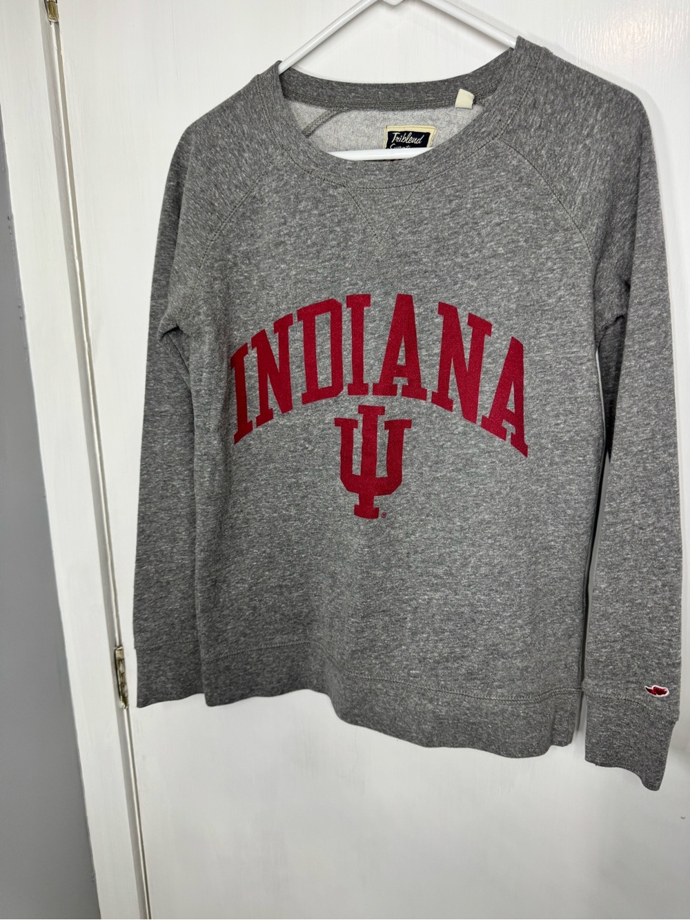 League Gray Crewneck Sweatshirt with Red Indiana Logo